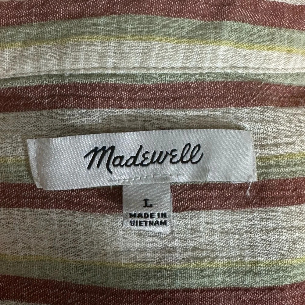 Madewell Crinkle Cotton Lakeline Popover Shirt in Stripe size Large #1348 - Picture 10 of 10